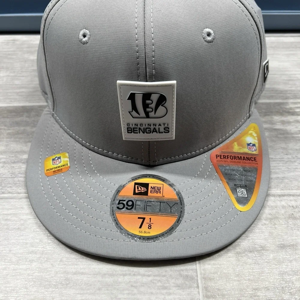 Cincinnati Bengals New Era 2025 NFL Sideline 59FIFTY‎ Fitted Hat Cap Gray 7 1/8
